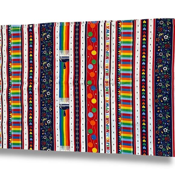 VIP Fabric Cranston Rainbow Quilt Border Print Stripe Heart Cotton ~43"L x 44"W - Picture 2 of 7